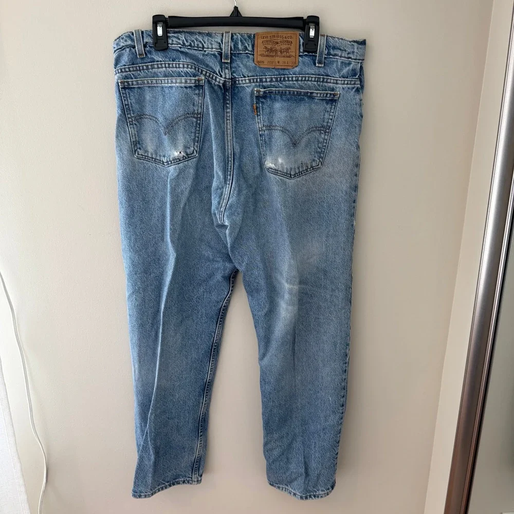 Vintage Levis 505 Orange Tab Jeans Mens 38x30 Light Wash Straight Leg Brazil